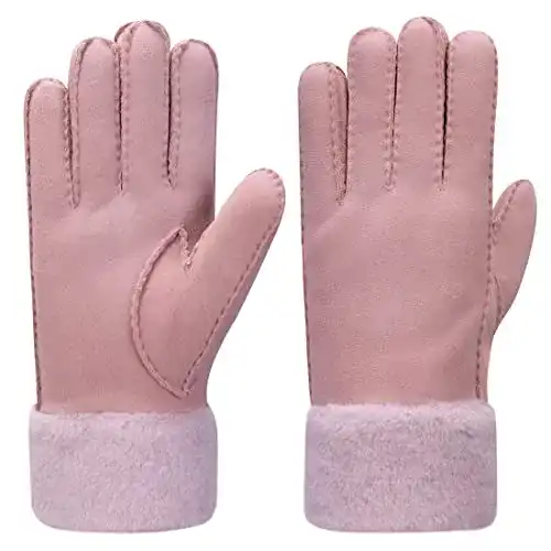 Lammfell-Handschuhe Harssidanzar Winter Lederhandschuhe