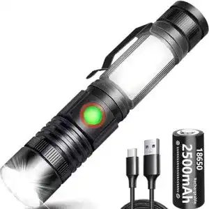 Taschenlampe (aufladbar) REHKITTZ LED Taschenlampe, zoombar