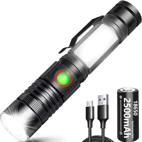 Taschenlampe (aufladbar) REHKITTZ LED Taschenlampe, zoombar