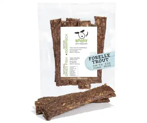 Fisch für Hunde ROQSY Natur-Dörrfisch 100% Forelle Trocken