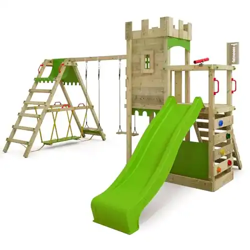 Spielturm Fatmoose Ritterburg BoldBaron mit Schaukel, SurfSwing