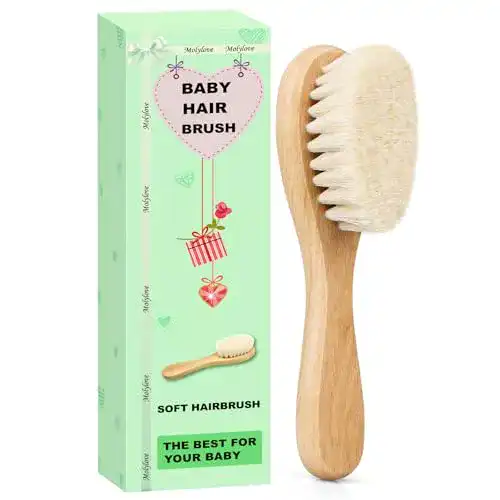 Babybürste Molylove Baby-Haarbürste mit Holzgriff