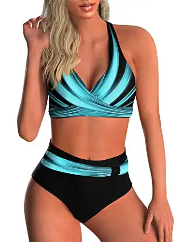 Bikini High Waist Adigaber Zweiteiliger Badeanzug V Ausschnitt