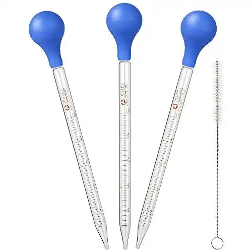 Glaspipette JaneYi 3 Stück 10ml mit Gummi Saugnapf mit Skala