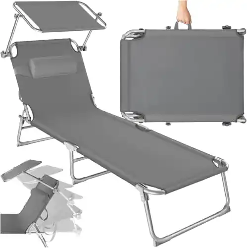 Aluminium-Sonnenliege TecTake 800772 mit Dach, klappbar