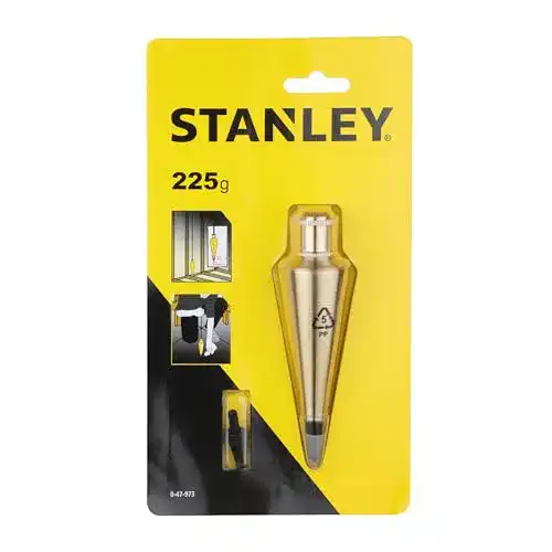 Senklot Stanley, lackiertes Messing, mit Befestigungsmutter