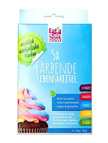 Lebensmittelfarbe Eat a Rainbow Natürliche 5 x 10g Farben Set