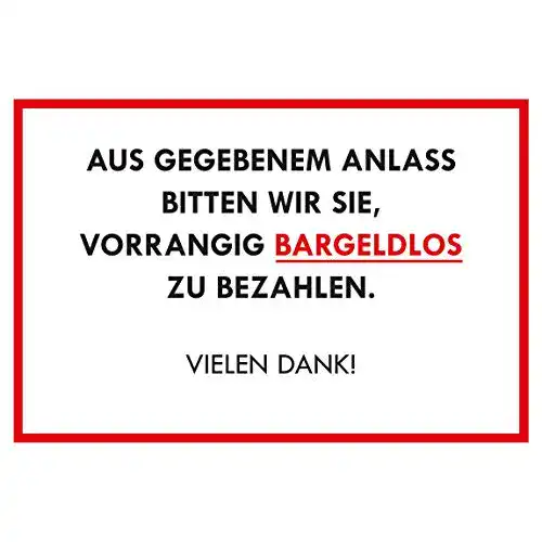 Bargeldlos-bezahlen-Schild Apalis Hygiene Hinweis Schilder 40 x 60