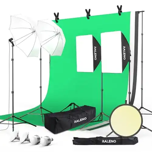 Softbox-Set RaLeno ® Fotostudio Set, 2,6M x 3M Hintergrund