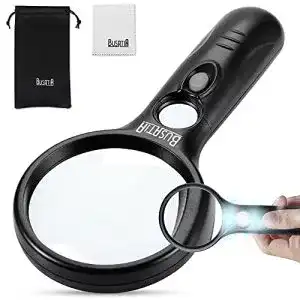 Beleuchtete Lupe BUSATIA Lupe mit Licht 3X 45X, Beleuchtet