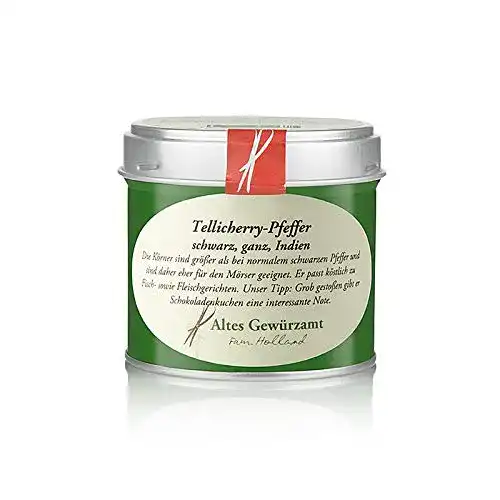 Tellicherry-Pfeffer Altes Gewürzamt, schwarzer Pfeffer, ganz, 90 g