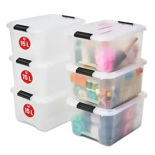 Plastikkisten Iris Ohyama, 4er-Set, Aufbewahrungsboxen, 15 L