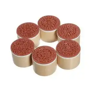 Motivstempel SANWOOD 6stk. Blume Stempel Gummi Holz