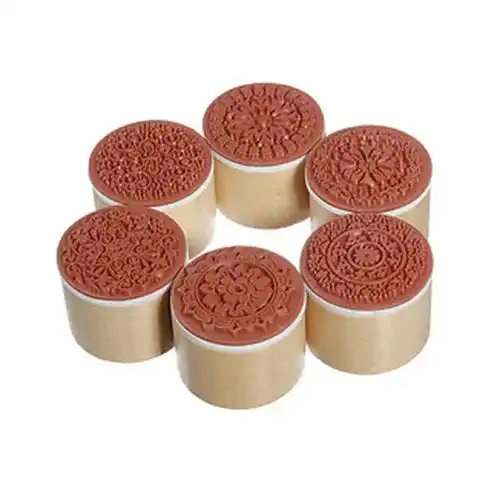 Motivstempel SANWOOD 6stk. Blume Stempel Gummi Holz