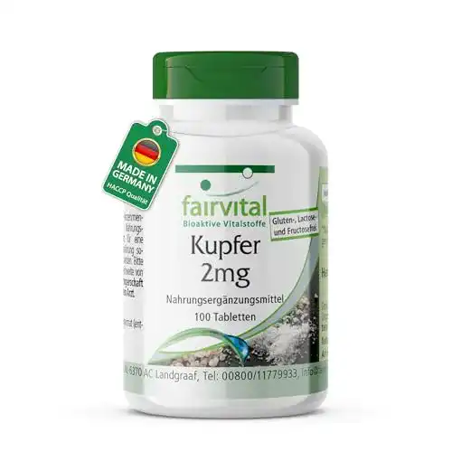 Kupfer-Tabletten fairvital Kupfer Tabletten 2mg, 100 Tabletten