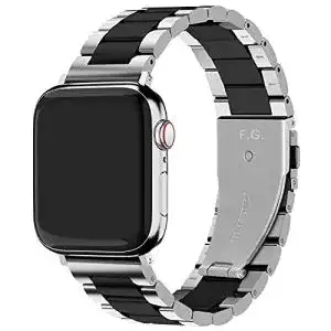 Apple-Watch-Armband Fullmosa, rostfreier Edelstahl, Lackschwarz