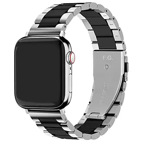 Apple-Watch-Armband Fullmosa, rostfreier Edelstahl, Lackschwarz