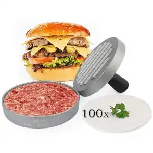 Burgerpresse Belmalia 100 Blatt Backpapier, 11 cm