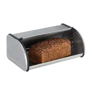 Brotkasten (Edelstahl) Relaxdays 10023832, Silber Brotkasten