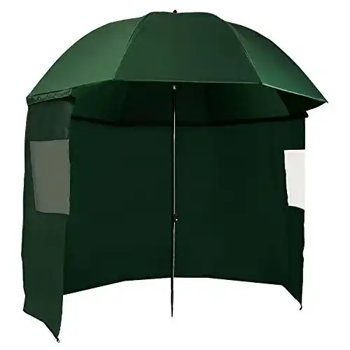 Angelschirm CampFeuer – 240 cm, Fischerschirm mit Windschutz (Umhang) und Erdnägel