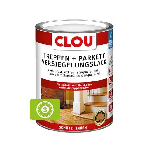 Parkettlack CLOU Aqua Treppen- und Parkett Versiegelungslack 2,5L