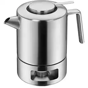 Teekanne mit Stövchen WMF Kult Set 3-teilig, Cromargan Edelstahl