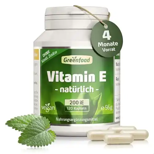 Vitamin E Greenfood, 200 iE, vegan, 120 Kapseln, vegan