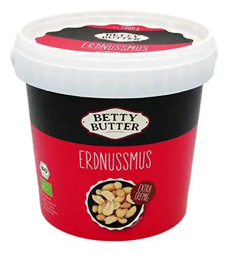 Erdnussmus Betty Butter Bio, 1 kg Eimer, natürliches Nussmus
