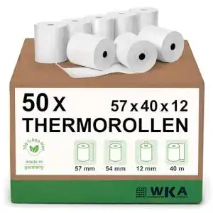 Kassenrolle WKA 50 Thermorollen 57mm x 40m x 12mm, Bonrollen