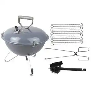 Mini-Kugelgrill Kalatex , Picknickgrill, inkl. Grill Zubehör-Set 14-tlg