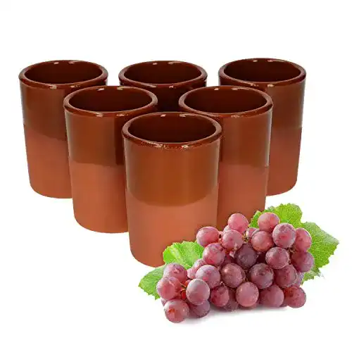 Tonbecher MamboCat 6er Ton-Becher Teilglasiert 180 ml