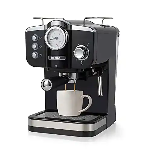 Latte-macchiato-Maschine Derlla Retro-Kaffeemaschine, 20 Bar