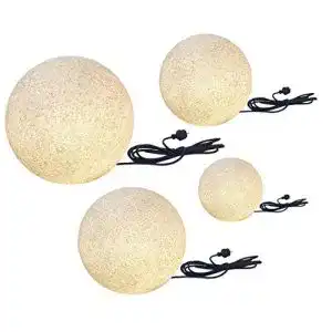 Leuchtkugel Garten Trango 4er Set 234500G IP65 Granitstein-Optik