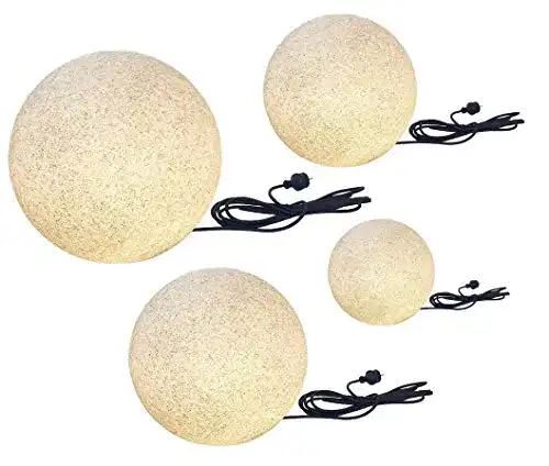 Leuchtkugel Garten Trango 4er Set 234500G IP65 Granitstein-Optik