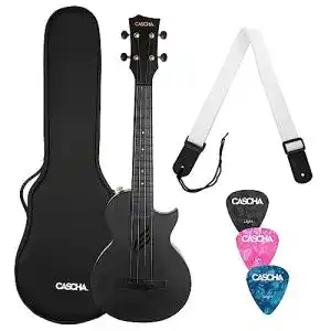 Cascha-Ukulele CASCHA Konzert Ukulele Set aus Kohlefaser I Carbon