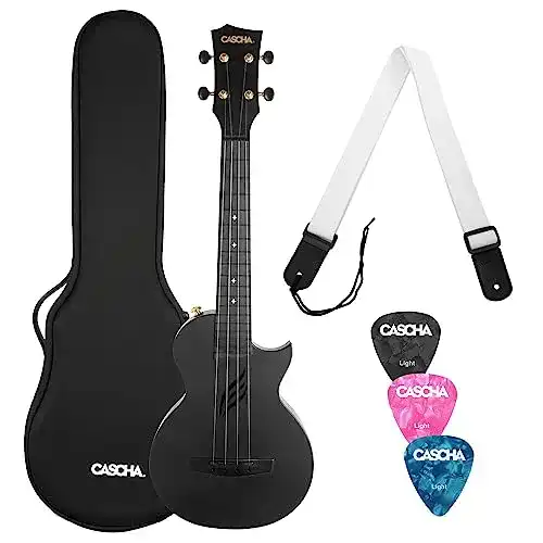 Cascha-Ukulele CASCHA Konzert Ukulele Set aus Kohlefaser I Carbon