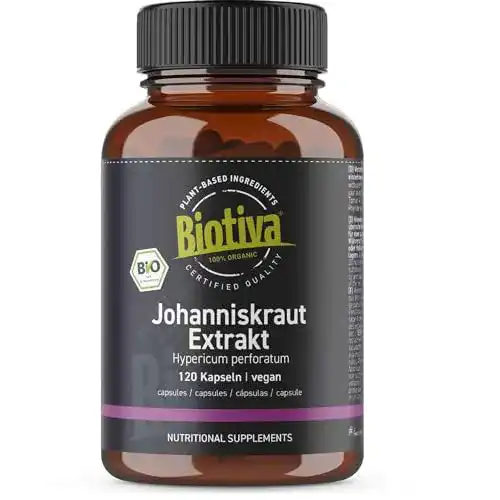 Johanniskraut Biotiva Extrakt 120 Kapseln Bio, ohne Füllstoffe