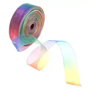 Geschenkband QINREN 50 Yard Organza Bänder Regenbogen