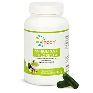 Spirulina Vihado + Chlorella, Superfood Kapseln mit Algen, 180 St.
