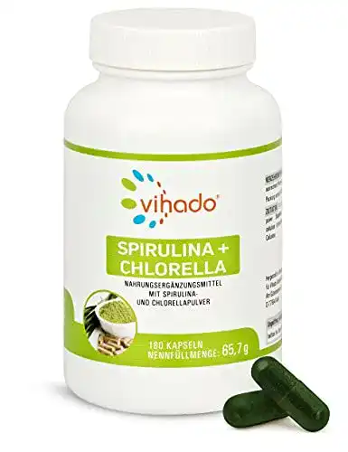 Spirulina Vihado + Chlorella, Superfood Kapseln mit Algen, 180 St.