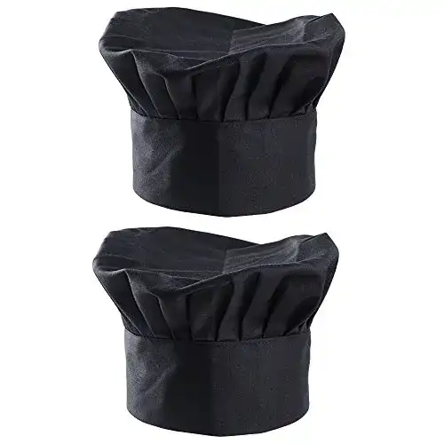 Kochmütze SERWOO, schwarz, aus Polyester-Baumwolle, 2 Stück