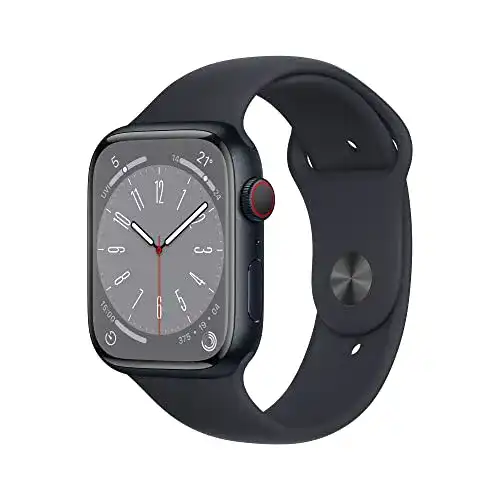 Apple Watch Series 8 (GPS + Cellular, 45mm) Smartwatch, Mitternacht