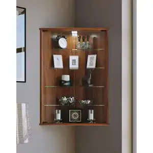 Eckvitrine VCM Tinosa Holzstruktur, Kern-Nussbaum