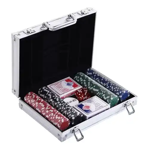 Jetons HOMCOM Pokerkoffer Pokerset 200 Pokerchips