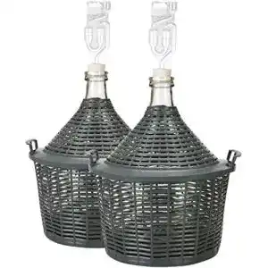 Gärballon lilawelt24 2X 10 L Glasballon + Gummistopfen