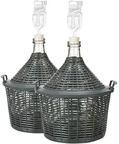 Gärballon lilawelt24 2X 10 L Glasballon + Gummistopfen