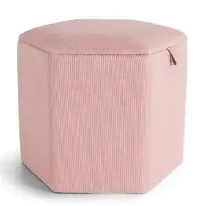 Fußbank Beautify Rosa Corduroy Hexagonal, Kord