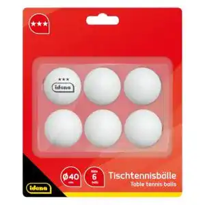 Tischtennisbälle Idena 7440022 – 6 Stück in weiß, Durchmesser 40 mm
