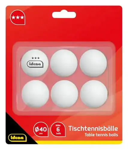 Tischtennisbälle Idena 7440022 – 6 Stück in weiß, Durchmesser 40 mm