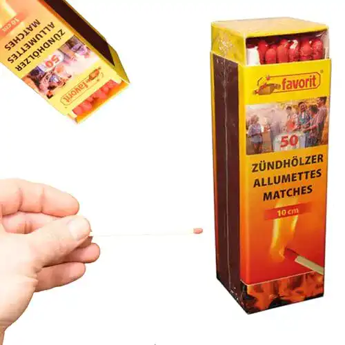 Die beste Lange Streichhölzer Favorit Streichhölzer 10cm lang, 50 Stück 2026 Test Bestseller Lange Streichhölzer Favorit Streichhölzer 10cm lang, 50 Stück